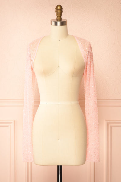 Vesperia Pink Mesh Bolero with Beadwork | Boutique 1861