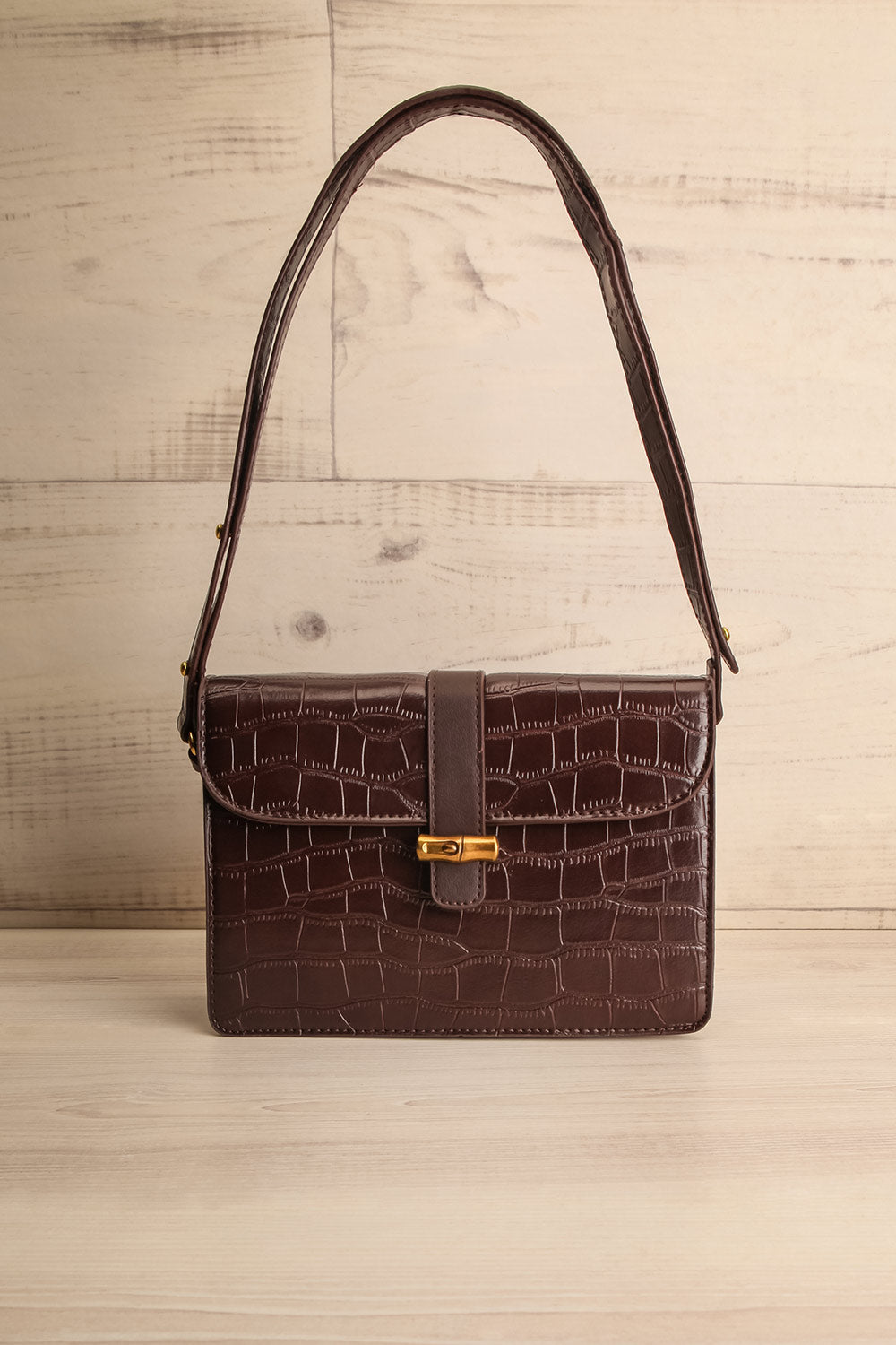 Brown croc shop shoulder bag