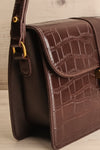 Vicky Brown Faux Croc Leather Bag | La petite garçonne side close-up