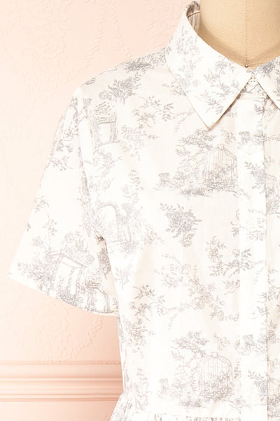 Victoire Midi Shirt Dress w/ Antique Floral Pattern | Boutique 1861 front
