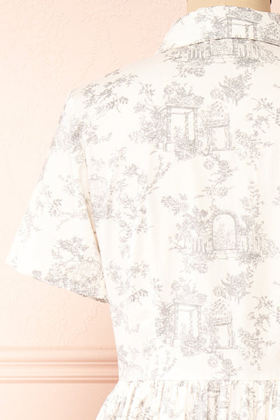 Victoire Midi Shirt Dress w/ Antique Floral Pattern | Boutique 1861 back