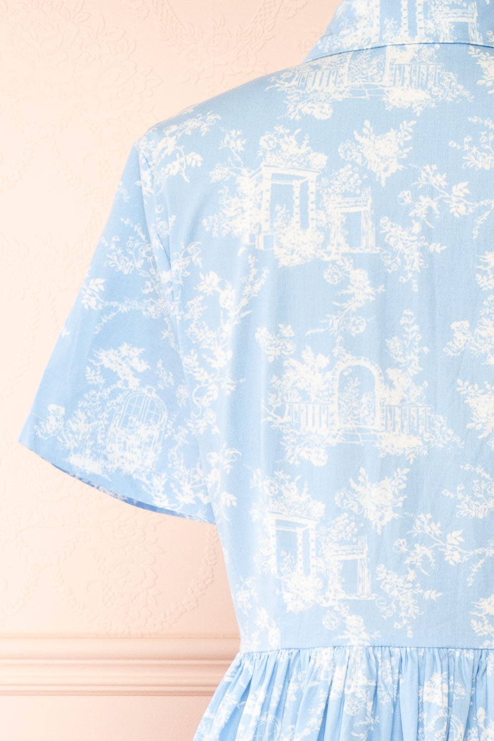 Victoire Blue Buttoned Midi Floral Shirt Dress | Boutique 1861 back