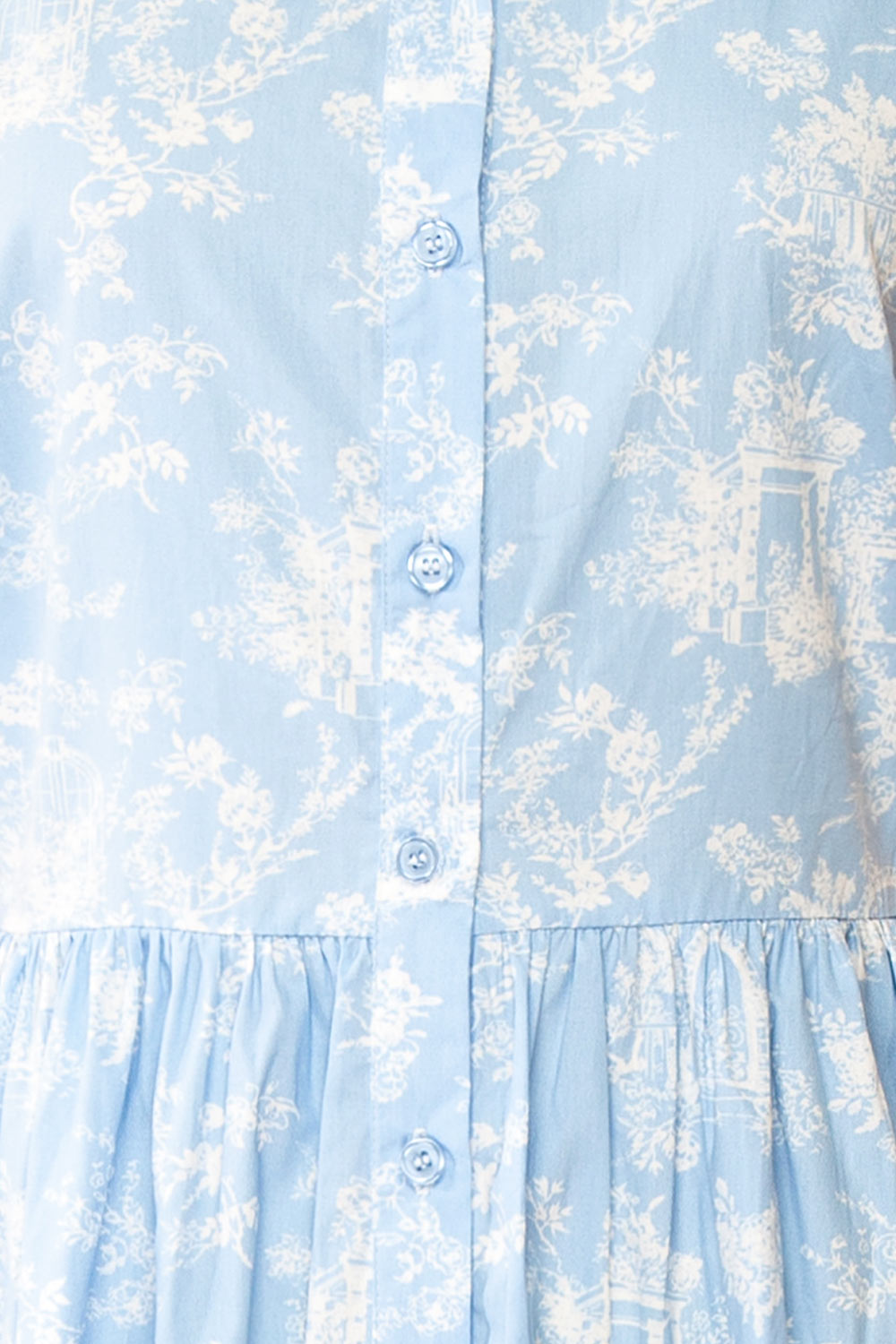 Victoire Blue Buttoned Midi Floral Shirt Dress | Boutique 1861 fabric 