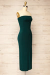 Victorya Green Strapless Fitted Midi Dress | La petite garçonne side view