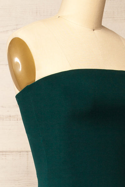 Victorya Green Strapless Fitted Midi Dress | La petite garçonne side