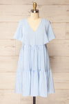 Vika Blue Striped Short Dress w/ Short Sleeves | La petite garçonne front view