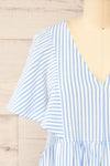 Vika Blue Striped Short Dress w/ Short Sleeves | La petite garçonne front