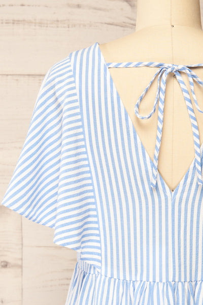 Vika Blue Striped Short Dress w/ Short Sleeves | La petite garçonne  back