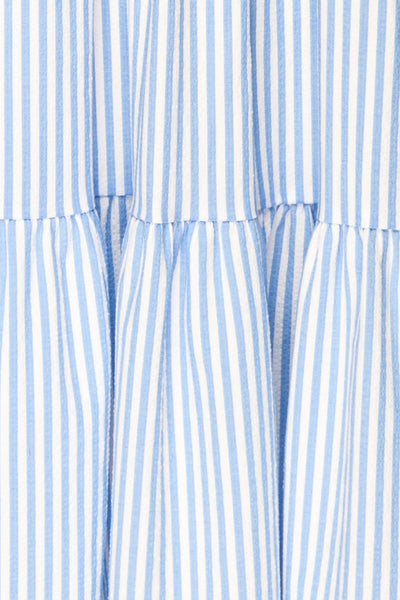 Vika Blue Striped Short Dress w/ Short Sleeves | La petite garçonne  fabric