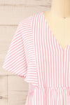 Vika Pink Striped Short Dress w/ Short Sleeves | La petite garçonne  front