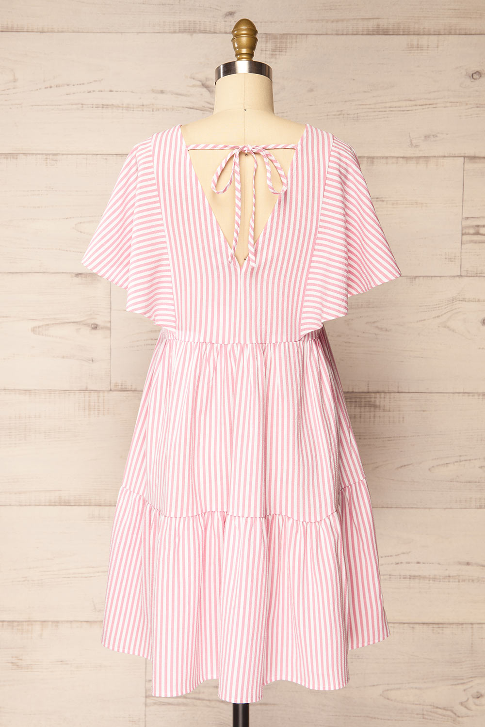 Vika Pink Striped Short Dress w/ Short Sleeves | La petite garçonne  back view