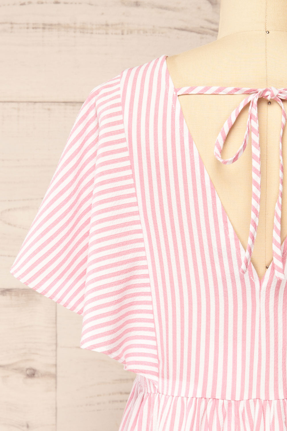 Vika Pink Striped Short Dress w/ Short Sleeves | La petite garçonne  back