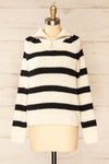 Villaggio Black Quarter-Zip Rib Knit Striped Sweater | La petite garçonne front view