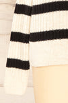 Villaggio Black Quarter-Zip Rib Knit Striped Sweater | La petite garçonne sleeve