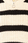 Villaggio Black Quarter-Zip Rib Knit Striped Sweater | La petite garçonne fabric