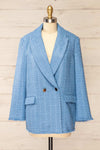Viltrum Blue Tweed Blazer w/ Gold Buttons | La petite garçonne front view