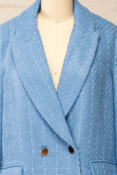Viltrum Blue Tweed Blazer w/ Gold Buttons | La petite garçonne front