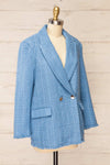 Viltrum Blue Tweed Blazer w/ Gold Buttons | La petite garçonne side view