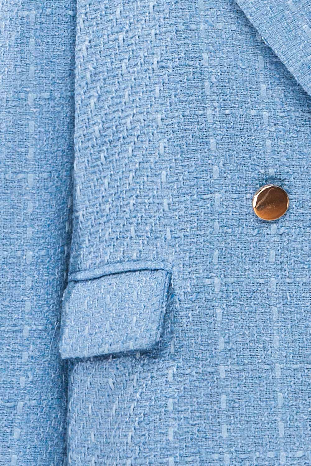 Viltrum Blue Tweed Blazer w/ Gold Buttons | La petite garçonne fabric 