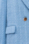 Viltrum Blue Tweed Blazer w/ Gold Buttons | La petite garçonne fabric