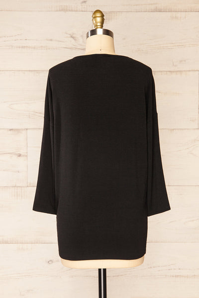 Vincennes Black Round Collar 3/4 Sleeve Shirt | La petite garçonne back view