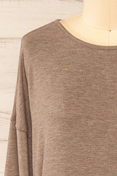 Vincennes Taupe | Round Collar 3/4 Sleeve Top