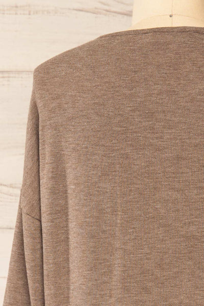 Vincennes Taupe | Round Collar 3/4 Sleeve Top