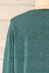 Vincennes Teal Round Collar 3/4 Sleeve Shirt | La petite garçonne back close-up