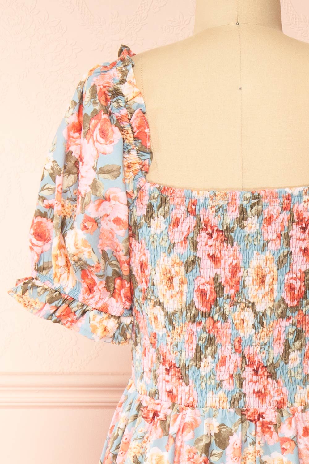 Vintiji Long Floral Dress w/ Ruched Top | Boutique 1861 back