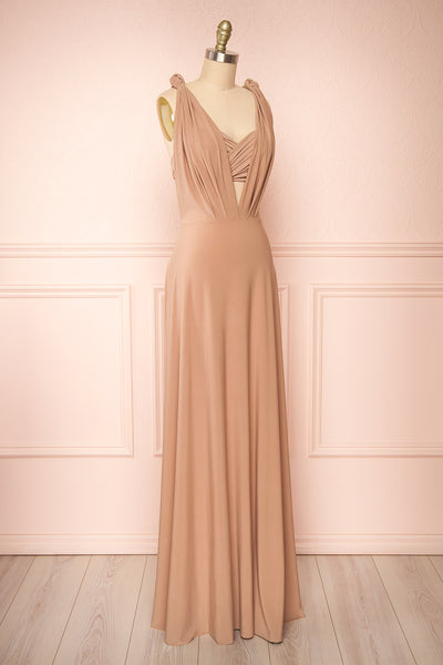 Violaine Beige Convertible Maxi Dress | Boutique 1861 side view