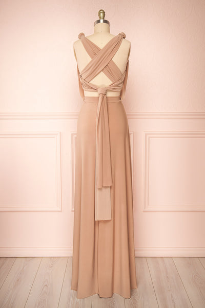 Violaine Beige Convertible Maxi Dress | Boutique 1861 back view