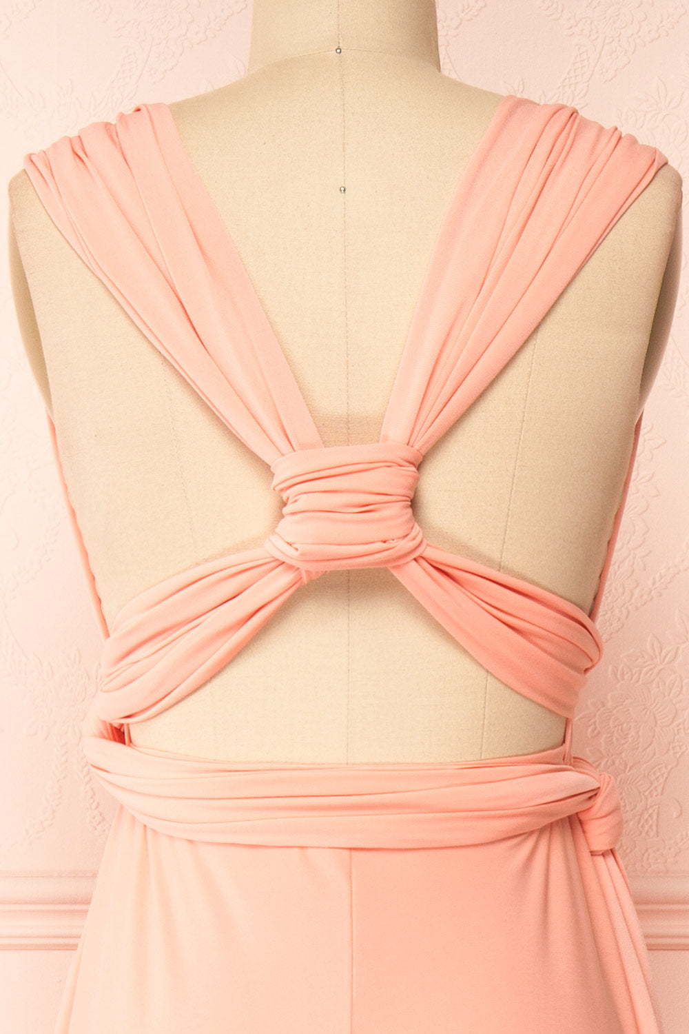 Violaine Coral Convertible Maxi Dress | Boutique 1861 back close-up
