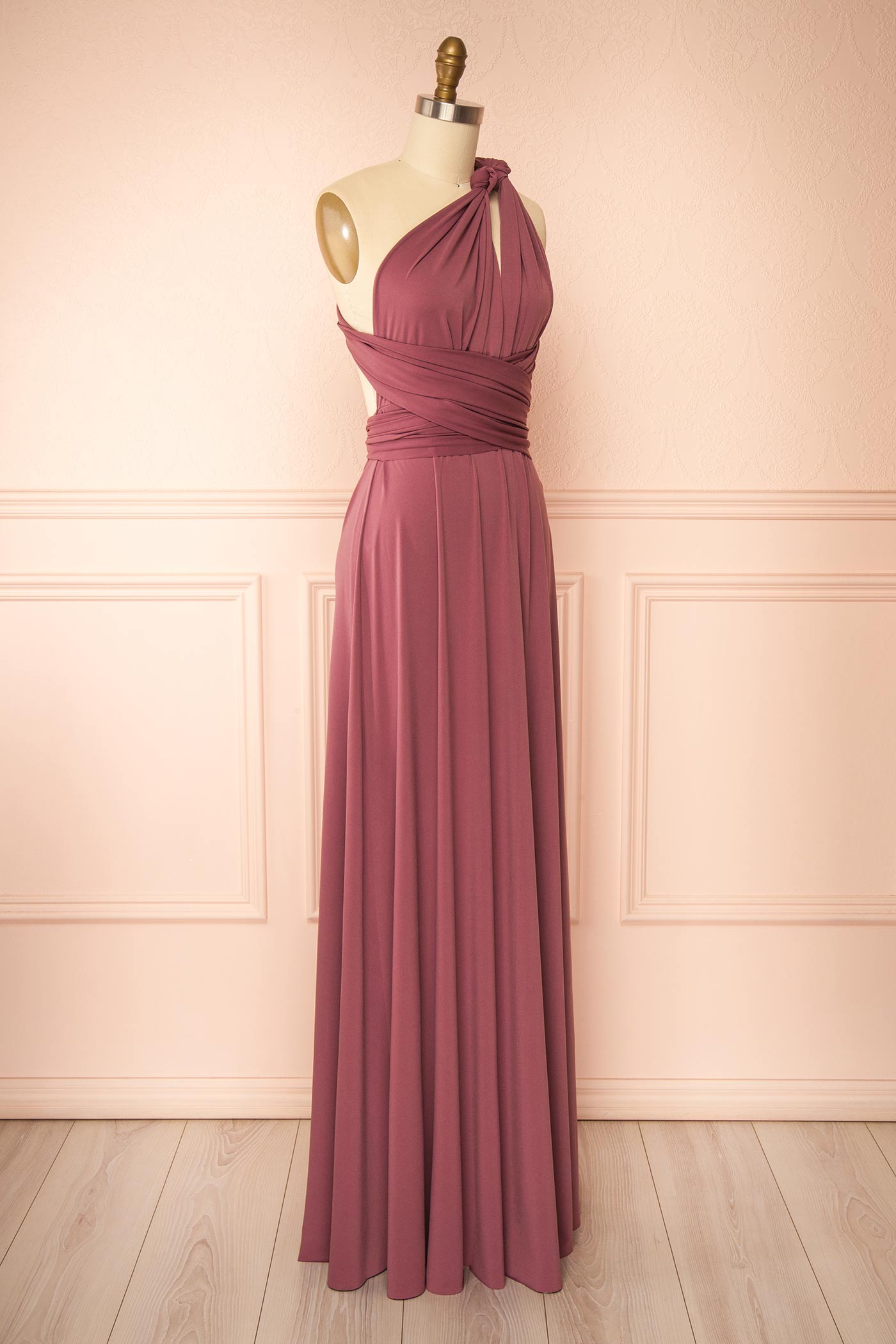 Violaine Dark Mauve Convertible Maxi Dress | Boutique 1861