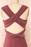 Violaine Dark Mauve Convertible Maxi Dress | Boutique 1861  back  close-up