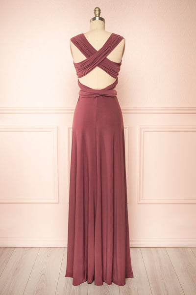 Violaine Dark Mauve Convertible Maxi Dress | Boutique 1861 back view