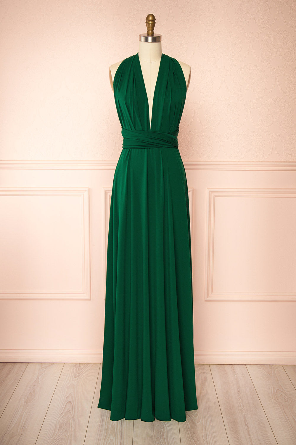 Violaine Green Convertible Maxi Dress | Boutique 1861 front view