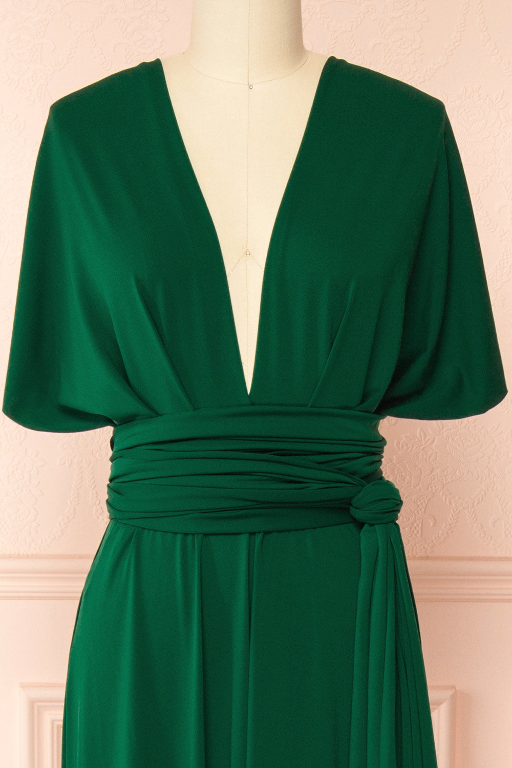 Violaine Green Convertible Maxi Dress | Boutique 1861 sleeve