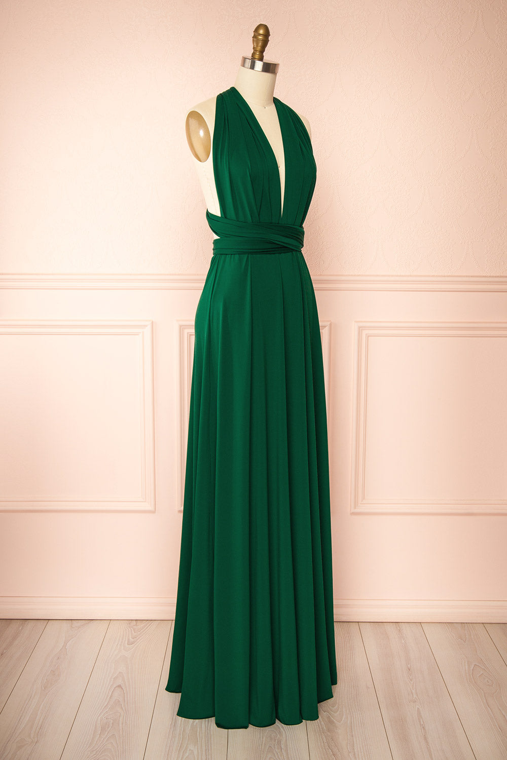 Violaine Green Convertible Maxi Dress | Boutique 1861 side view
