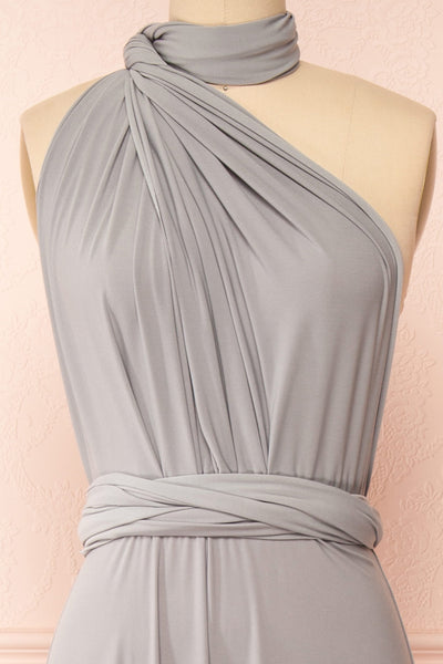 Violaine Grey Convertible Maxi Dress | Boutique 1861 front close-up