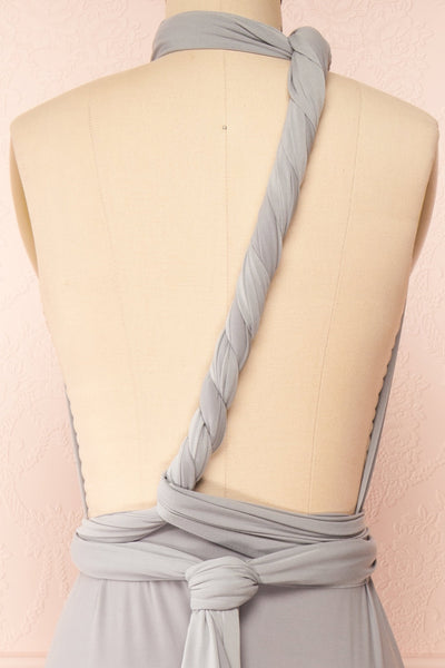 Violaine Grey Convertible Maxi Dress | Boutique 1861 back close-up