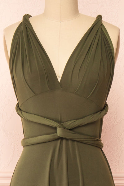 Violaine Khaki Convertible Maxi Dress | Boutique 1861 front