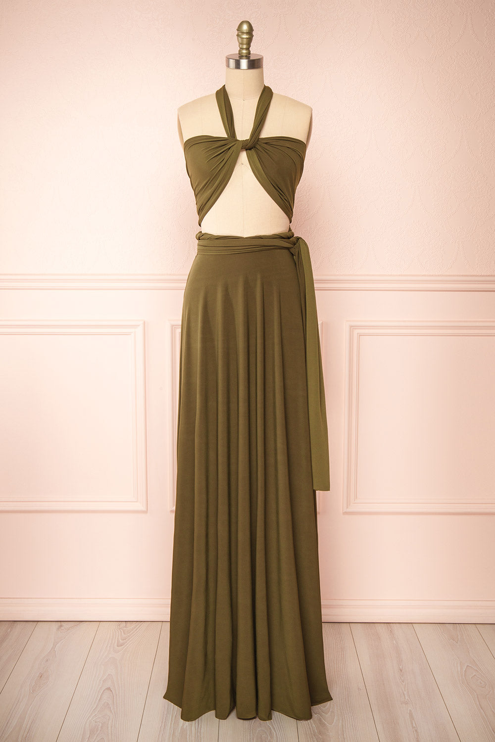 Violaine Khaki | Convertible Maxi Dress