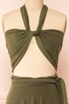 Violaine Khaki Convertible Maxi Dress | Boutique 1861 front close-up