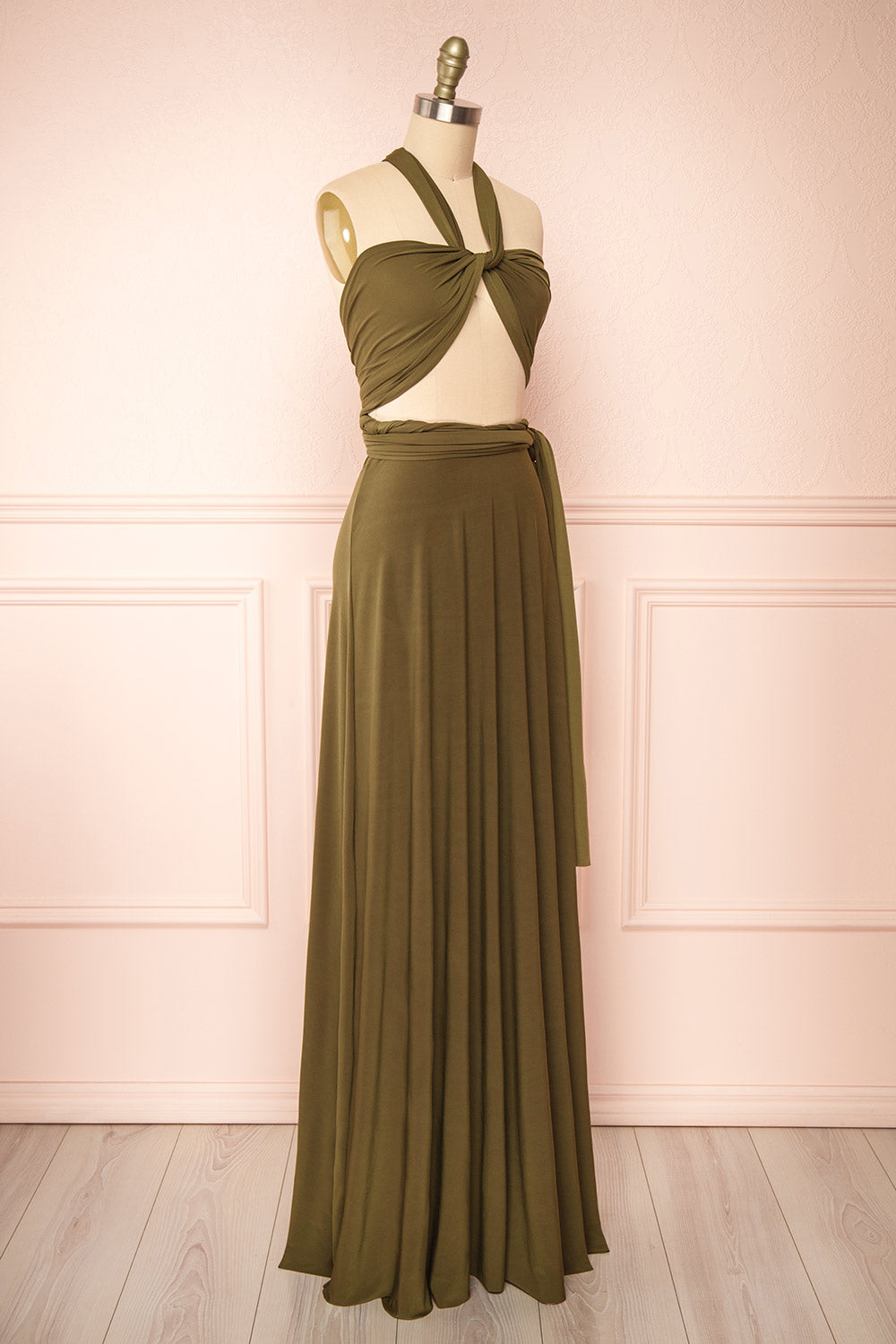 Violaine Khaki | Convertible Maxi Dress