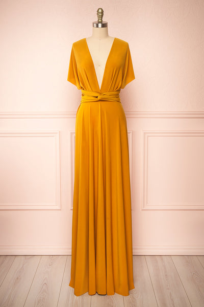 Violaine Mustard Convertible Maxi Dress | Boutique 1861 front view