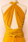 Violaine Mustard Convertible Maxi Dress | Boutique 1861 details