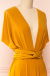 Violaine Mustard Convertible Maxi Dress | Boutique 1861 side close-up
