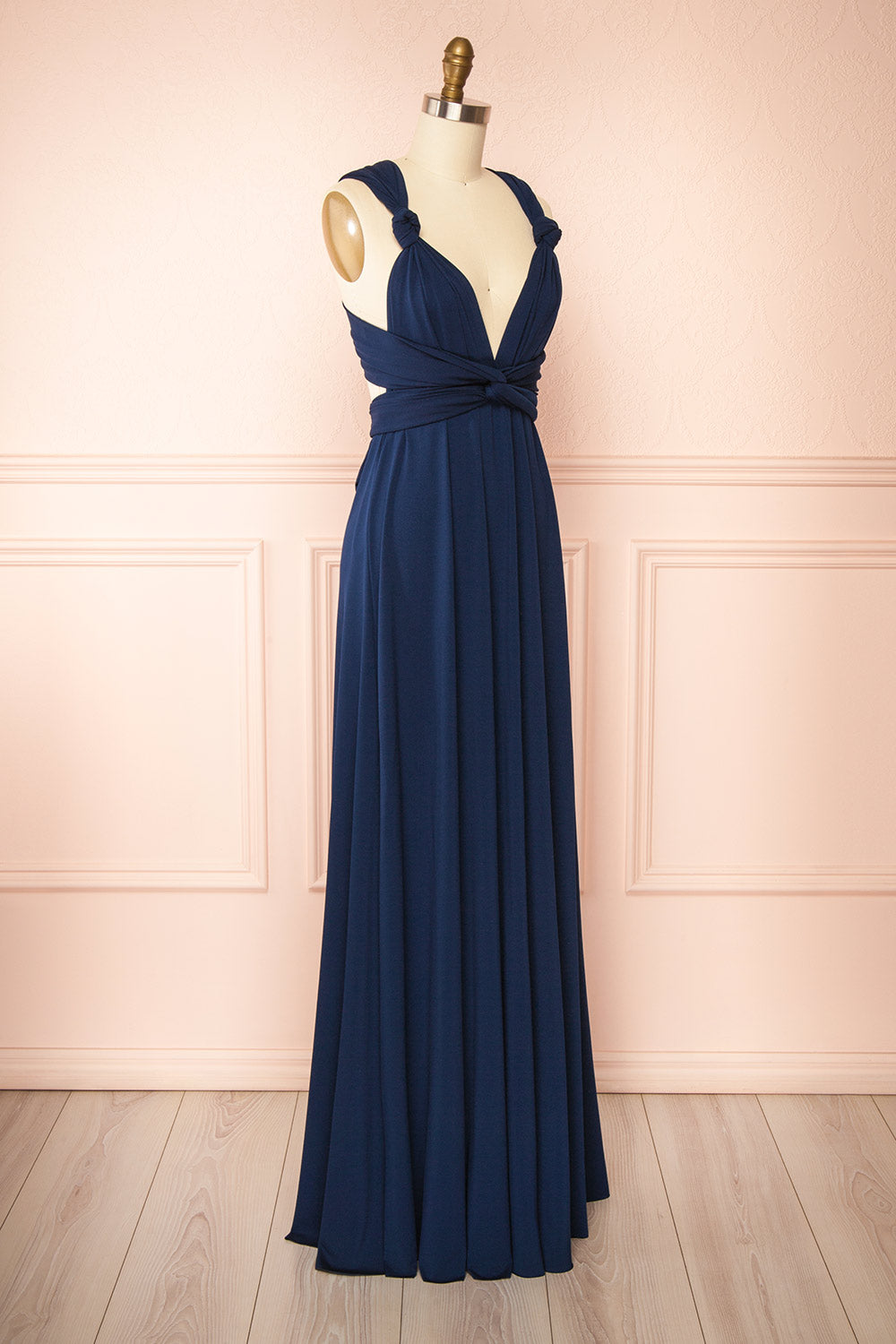 Violaine Navy Convertible Maxi Dress | Boutique 1861 side view