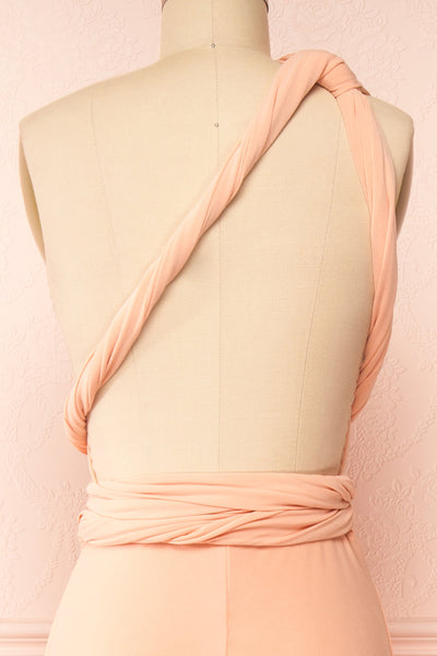 Violaine Peach Convertible Maxi Dress | Boutique 1861 back close-up
