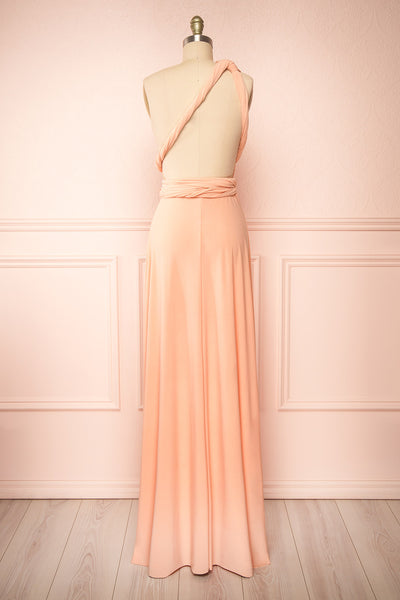 Violaine Peach Convertible Maxi Dress | Boutique 1861 back view